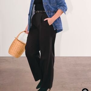Everlane Black The Draper Pleated Pant in Buttersmooth
